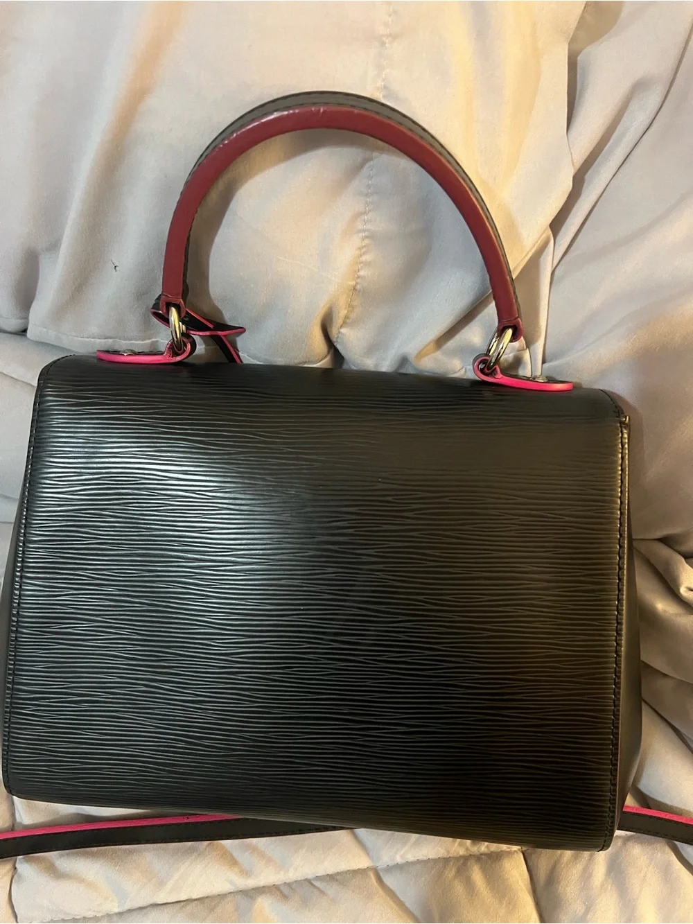 Louis Vuitton Epi Black Top-Handle Crossbody with Pink Trim and Matching Wallet